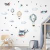 Cartoon Airplanes Hot Air Balloon Clouds Wall Stickers for Children's Room Kids Room Baby Boy Room Wall Decals Nursery Stickers