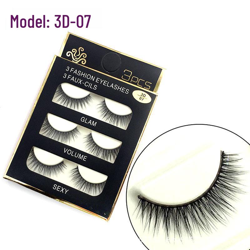 Natural 3D False Eyelashes: Three Pairs of Thick, Crossed Eyelashes with Multiple Styles and Hard Stem for Stage Performance.
