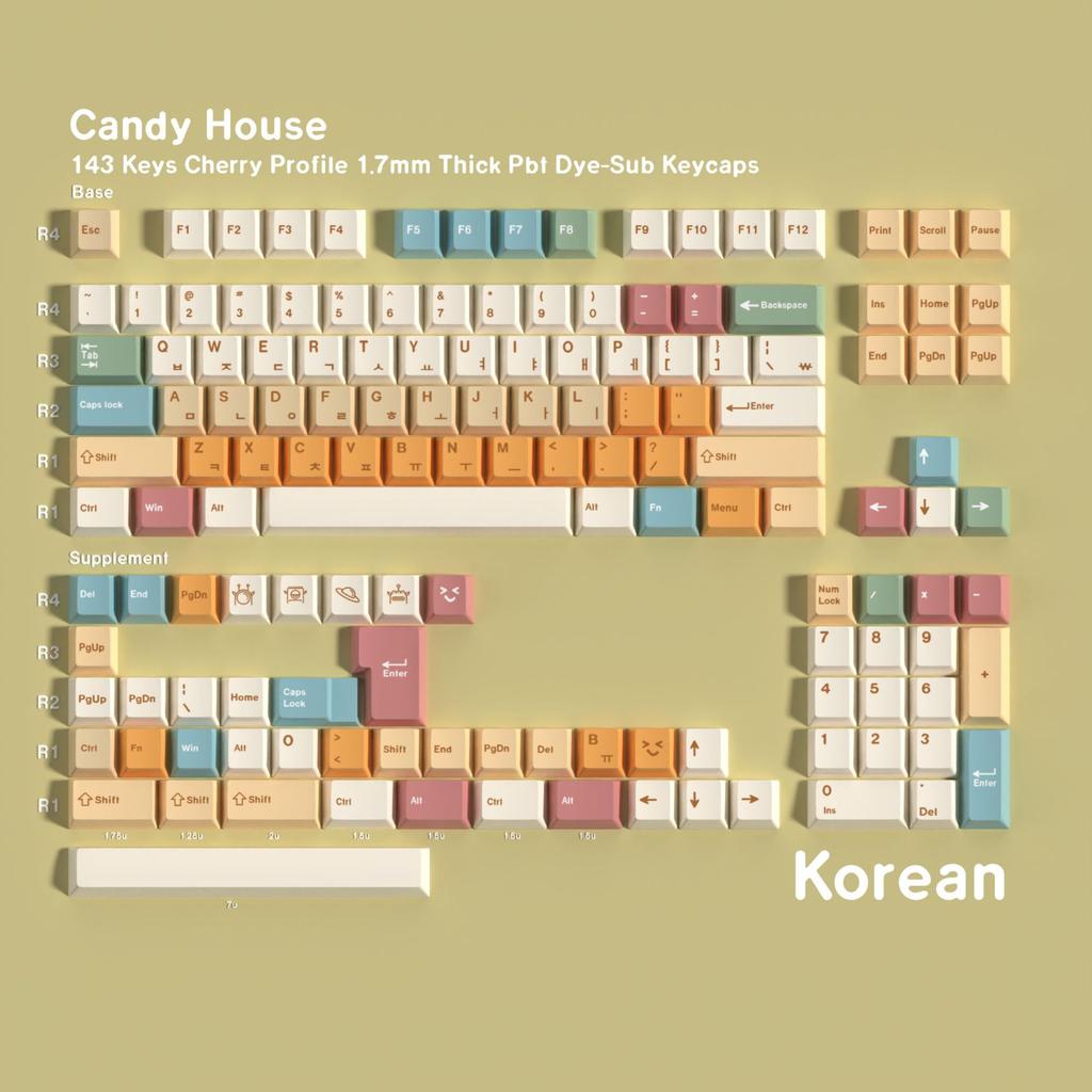 Cherry Keycap PBT Macaron Color Russian French Korean Japanese Keyboard Keychain Compatible with MX Switch Mechanical Keyboard