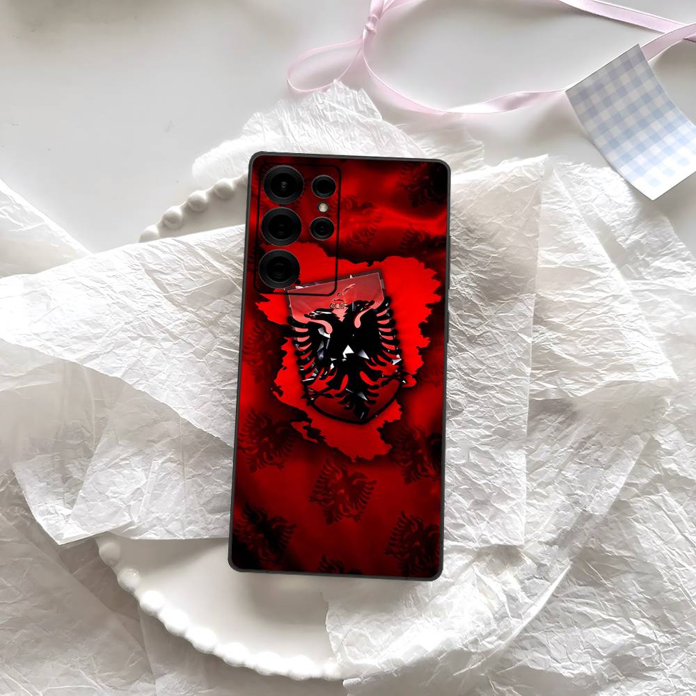 Albanien Flagge Adler Logo Handyhülle Für Samsung S 24 Fe 25 Ultra Plus 20 Lite 21 30 22 23 24 22 Ultra 5G Fundas
