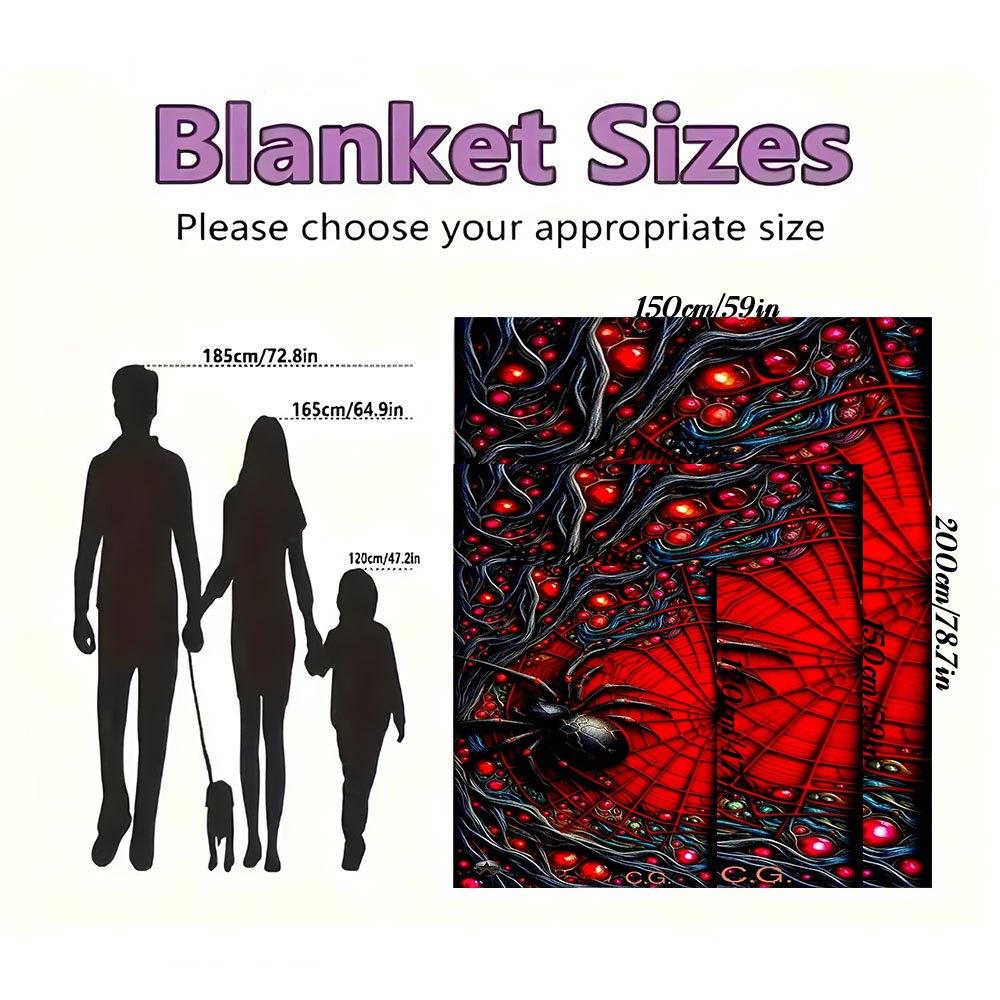 "Red Spider Web Wall Art Print - Gothic Home Decor"Blanket Flannel Throw Blanket for Sofa, Bed, Travel, Camping, Office