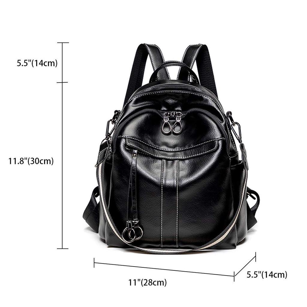 BUKESIYI Women's Mini Backpack, Large Capacity, Waterproof, PU Leather, Black, JP78242