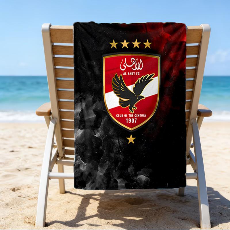 Ahly Football Club Printed Beach Towel, Super Soft Microfiber, Perfect Gift Birthday, for Pool, Beach, Travel, for Family and Friends