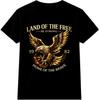 Eagle Graphic T Shirt Land Of The Free Home Of The Brave Vintage Emblem Tee
