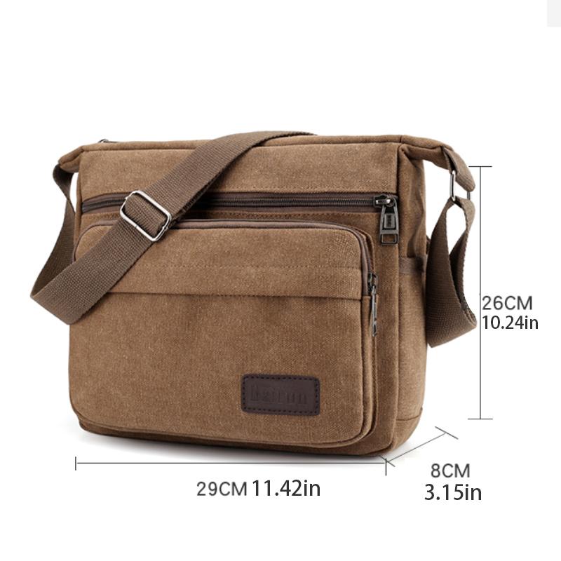 1 Herren Retro Canvas Umhängetasche, lässige Reise-Schultertasche, Outdoor-Sport-Schultertasche mit verstellbarem Schultergurt