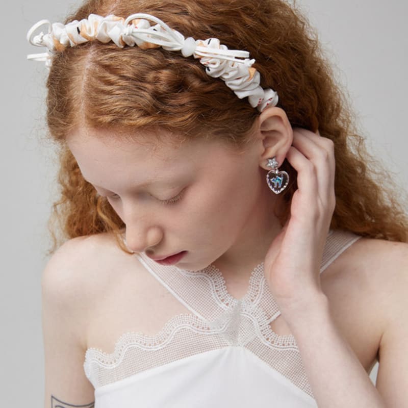 LOVUEE Sweet Peony Scruchie Bow Headband with White Stone details