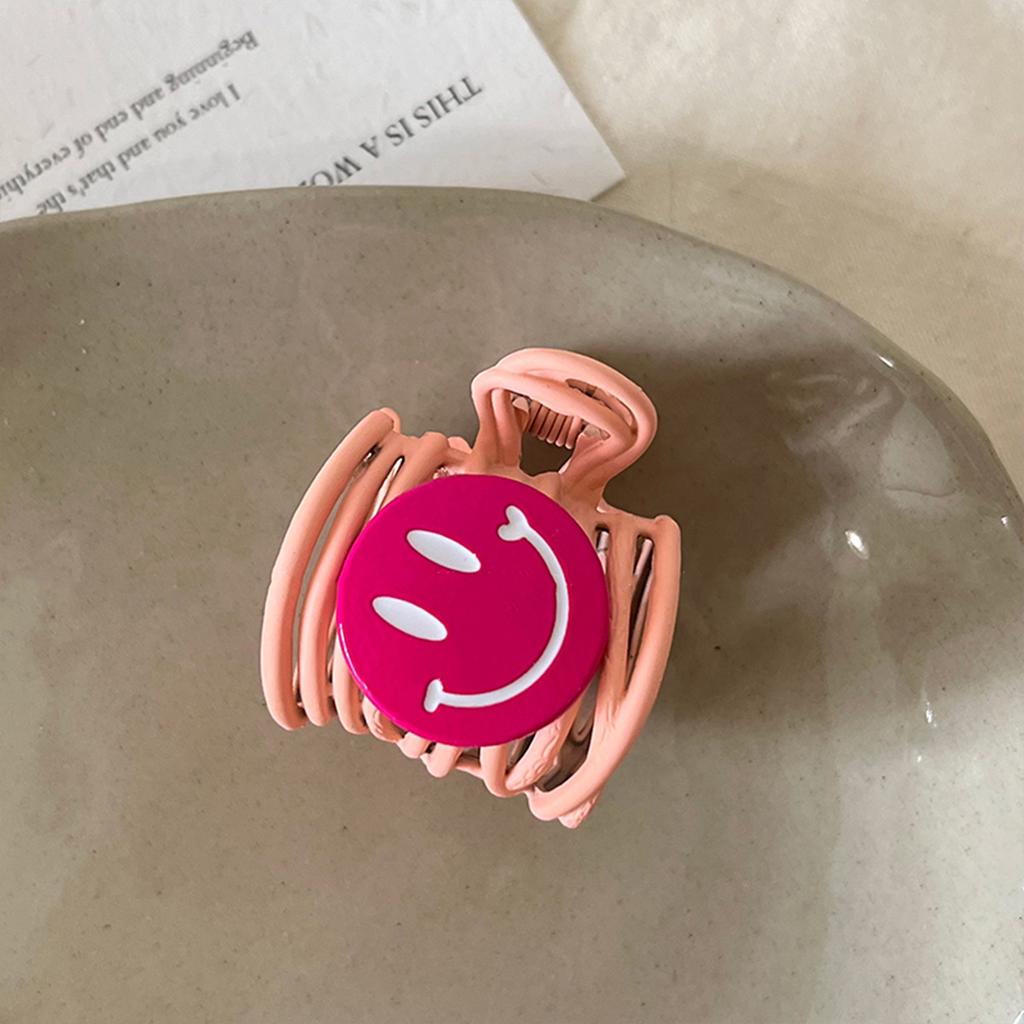 Cute Smiley Dopamine Hairpin Female 2025 Back Head Grab Clip Summer Simple Ins High Ponytail Headdress