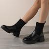 Popular Women's Winter Mid - Calf Slim - fit Fleece - lined Boots, Elastic Sock Boots, Chunky - heel Fashion Boots