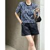 Orange Zhi Xia Summer Lace Cutout Jacquard T-shirt - High-end Round Neck Pullover Top