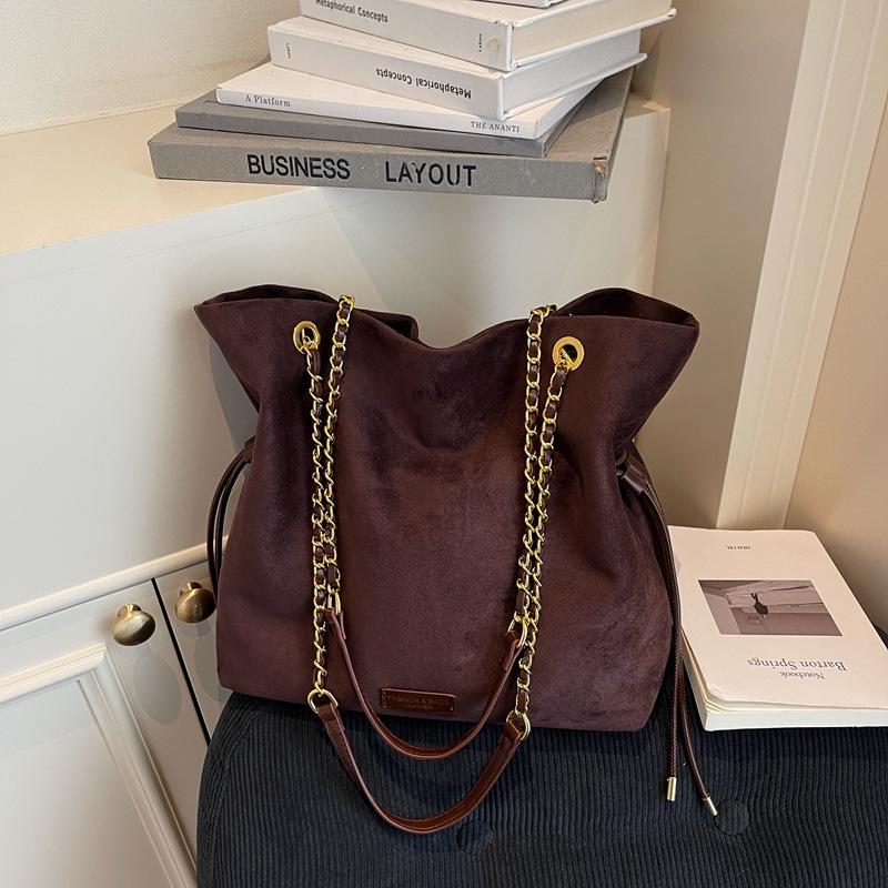 

Женская сумка-тоут на цепочке через плечо большой вместимости в стиле ретро 2025 кофейный