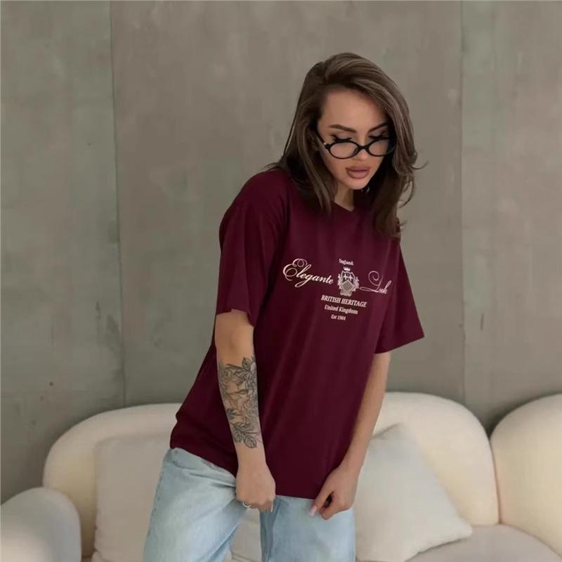 Versatile Casual Summer T-Shirt: 100% Fashionable American Loose Fit Women's Streetwear Short Sleeve