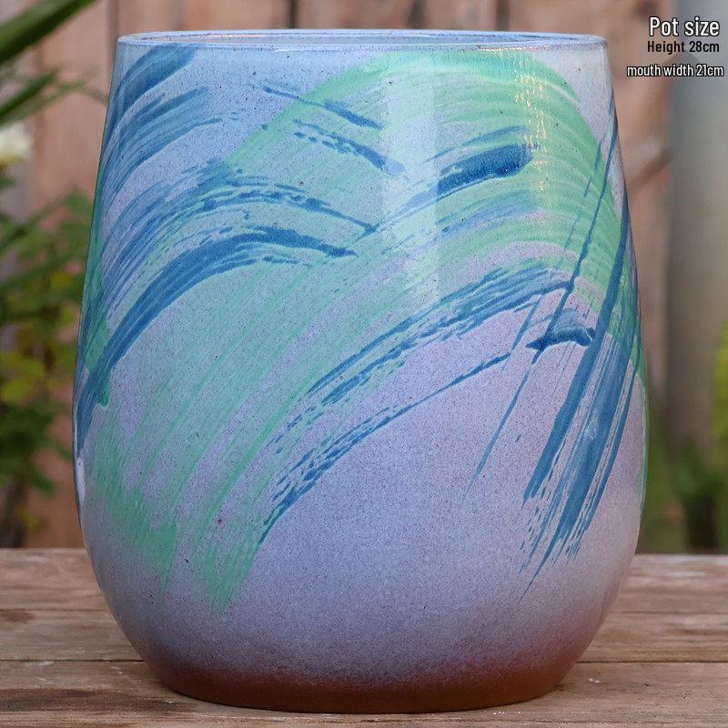Large Wintergreen Bougainvillea Ceramic Flower Pot - Breathable, Tall Succulent & Tree Ceramic Jar