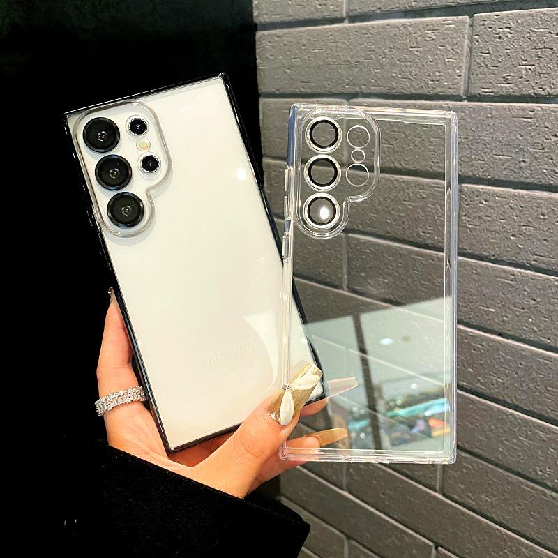 Suitable for Samsung S24ultra Ice Crystal Transparent Mobile Phone Case S24plus Two In One Lens Lens Film Anti Fall Cover