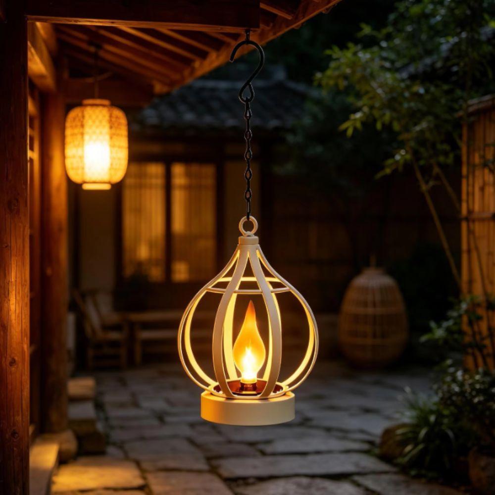 Metal Solar Lamp Solar Powered Hanging Light Decoration Hanging Projection Lamp Outdoor