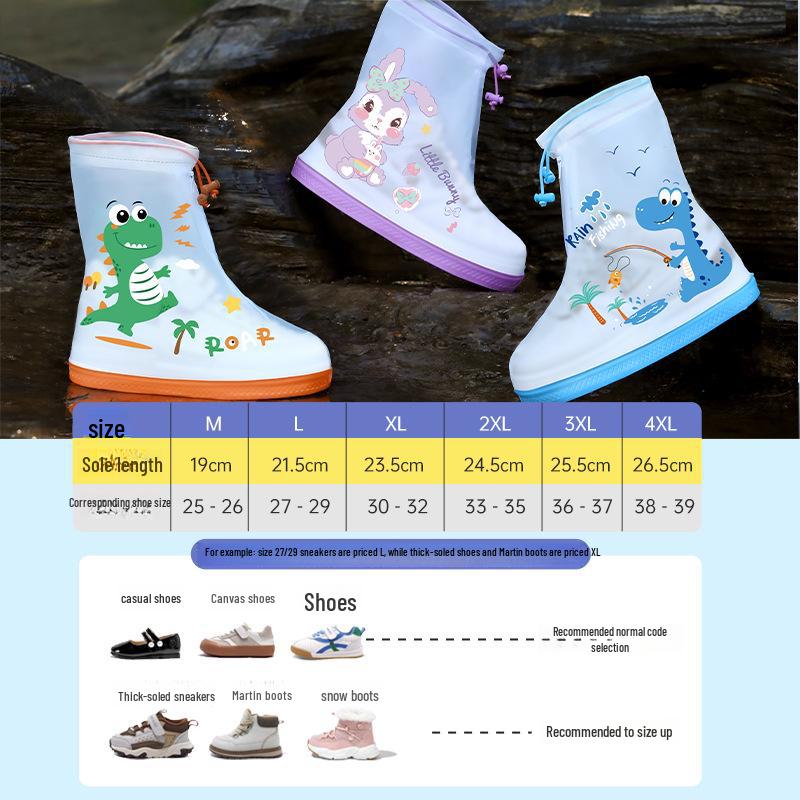 Beimei Kids' Waterproof Non-Slip Rain Boot Covers for Babies, Boys, and Girls - Durable, Thick, and Wear-Resistant.