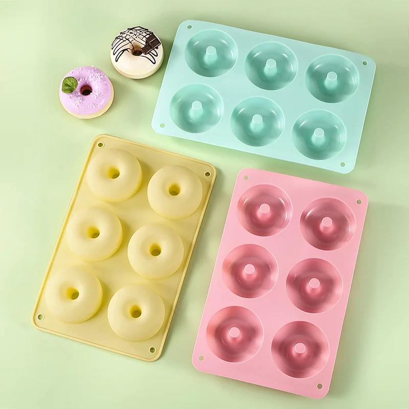 Heat Resistant Silicone Donut Mold for 6 Doughnuts Food Grade Silicone Bagels Pan for Baking Non Stick Mini Cupcake Mould