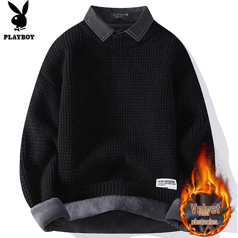 

Playboy Men s Fleece-Lined Faux Two-Piece Sweater XL