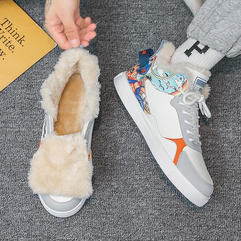 Pánské sportovní boty ležérní streetový styl kožešina běžecké tenisky boty pro studenty nadměrné zimní boty vysoké