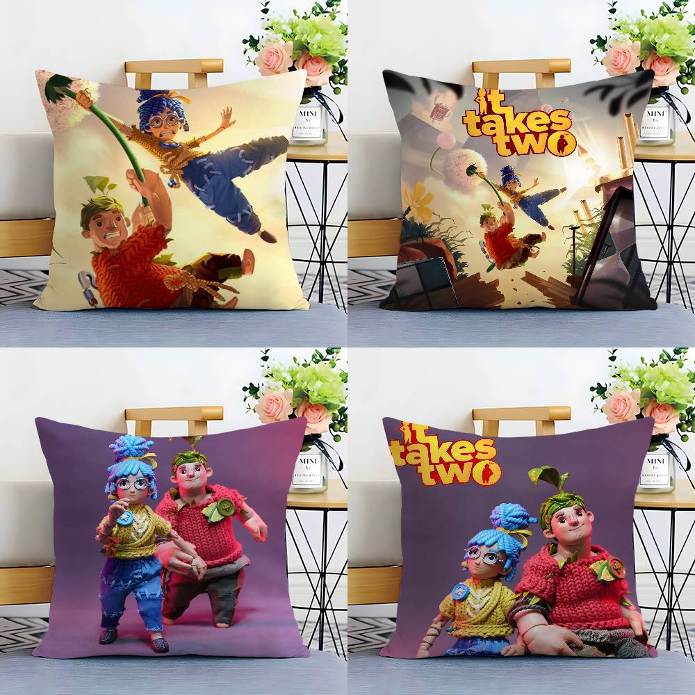 Game It T-Takes Two Pillow Case Sofa Living Room Bedroom Double-sided Printing Square Cushion Nap Time Pillow Case