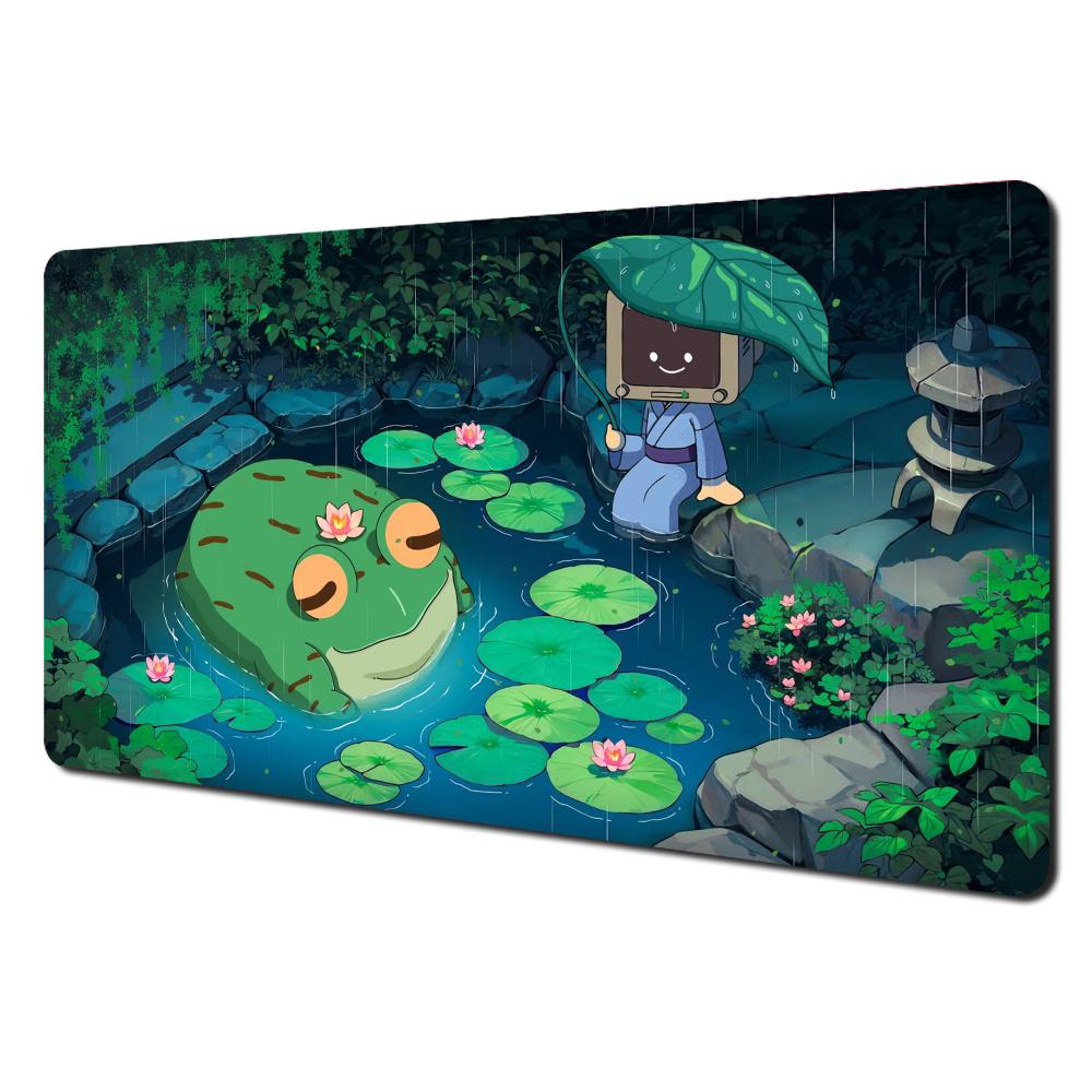 Vibrant Frog Anime Illustration Design Mouse Pad Desk Mat Gaming pad NonSlip Stitched Edge pc accessories Computer mousepads