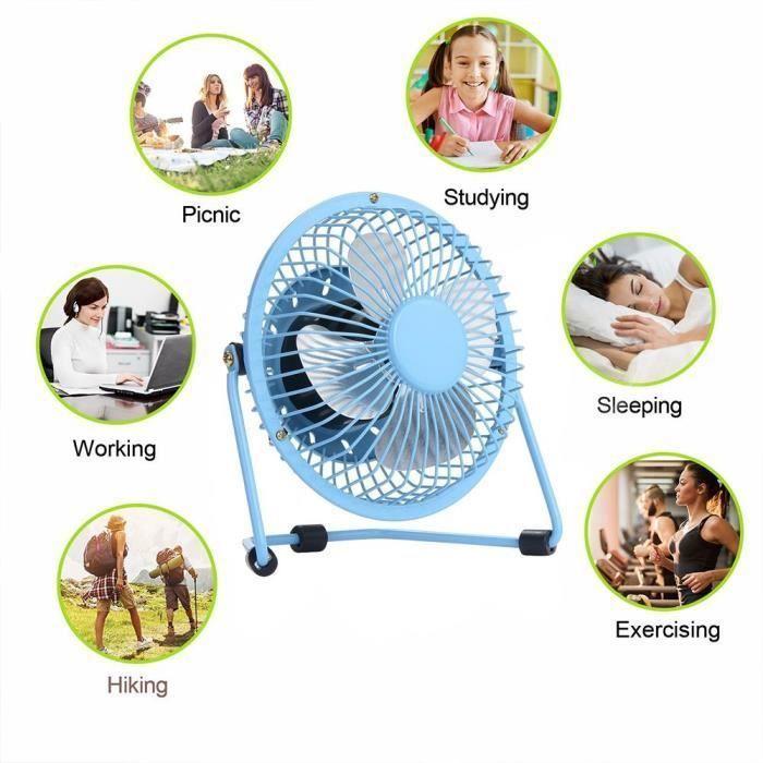Mini Ventilateur - E.F.Connection - Métal Léger - Silencieux - USB-A - Pivotant 360°