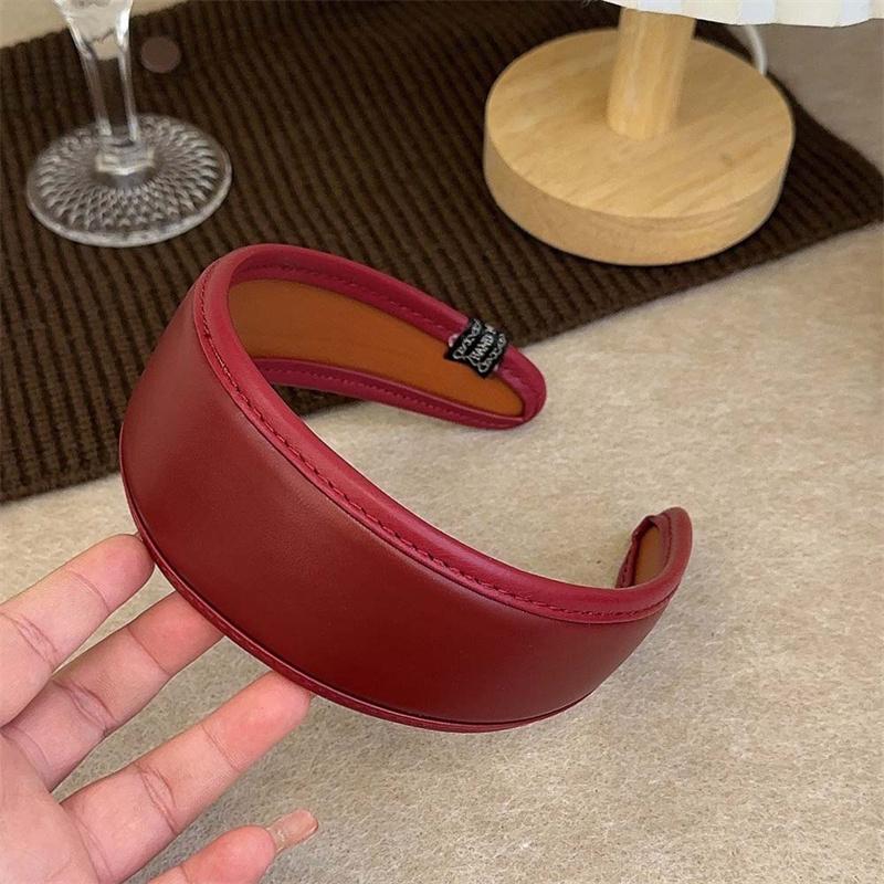 Fashion Women's PU Leather Headband Wide Vintage Synthetic Leather Hair Hoops Accessories