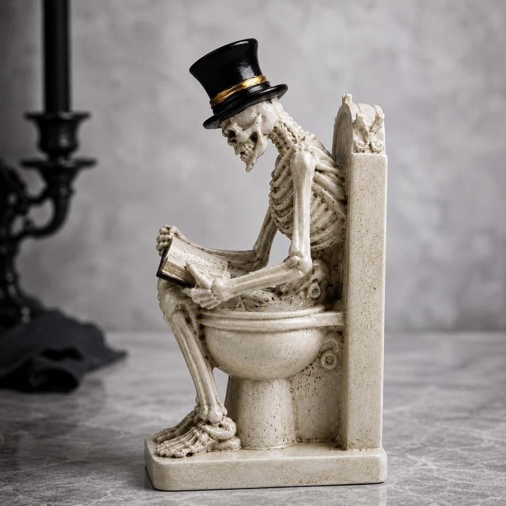 Durable Resin Funny Skull Figurine Vintage Style Halloween Desktop Sculpture  Collectors
