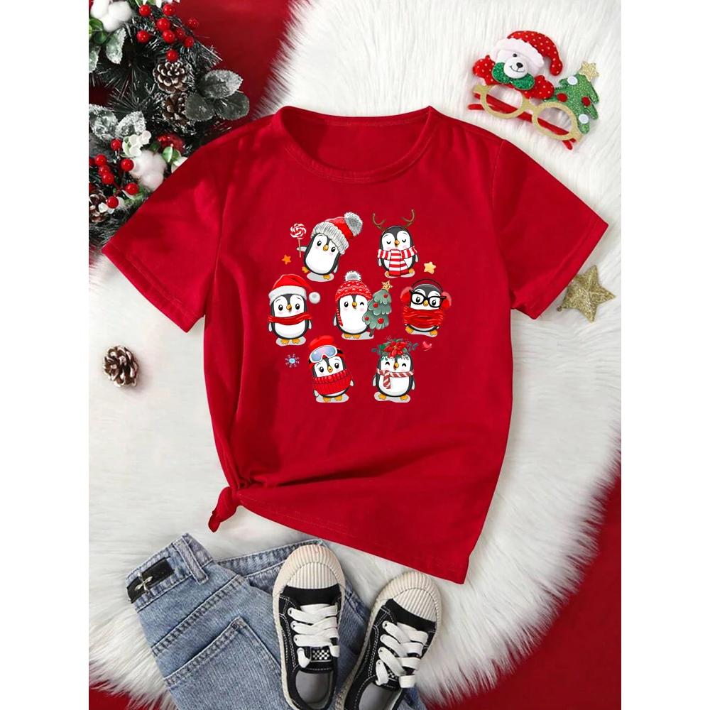 Christmas Print Women's Top Casual Short Sleeves Loose Comfortable T-Shirts Women’s