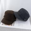 Autumn and winter flat top hat retro equestrian hat women's versatile solid color face newsboy hat old money style painter hat