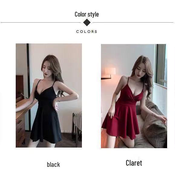 Elegant Low-Cut Strappy Summer Dress - Nightclub Sexy Slimming Plus Size Waist-Cinched Short Skirt for Women