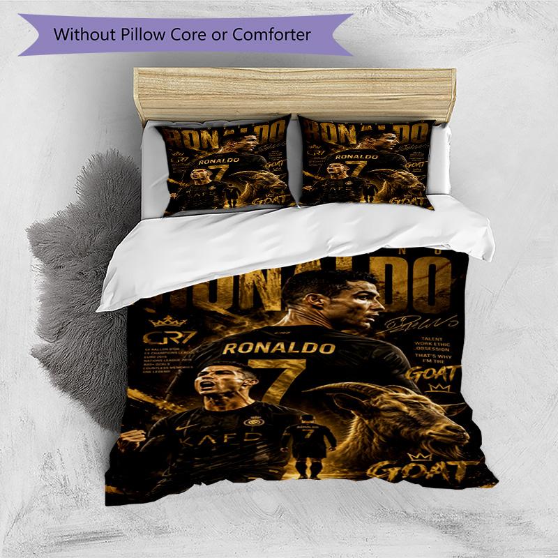 Ronaldo's Player Purple Kit Bedding Set, Breathable Duvet Cover with Pillowcases, Soft Bed Linen for Bedroom Home Decoration, Perfect Festival Birthda