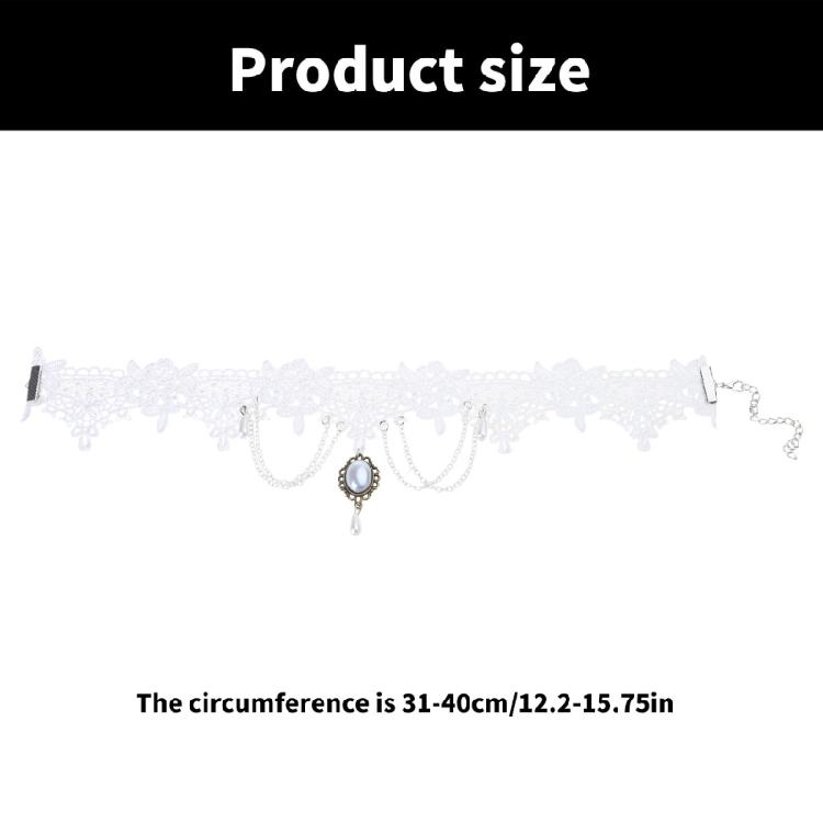 Sophisticated White Lace Necklace Elegant White Lace Neck Chain Accessory with Statement Jewelry Pendant for Women