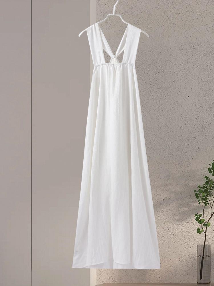 Halter Beach Long Dress Women Summer Sleeveless Backless Maxi Holiday Party Chic Lady Robe