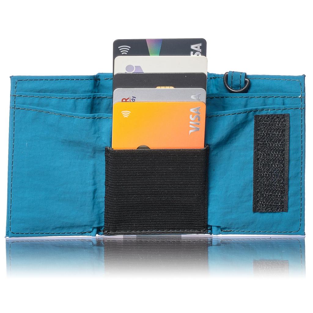 Champion Wallet for Men and Lightweight Nylon Compact Wallet with Neck Mini Wallet with Coin Peacock Blue Tri-fold Women, Strap, Purse,