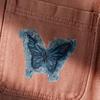 2Pcs Blue Butterfly Embroidered Denim Patch Tassel Edge Sewing Clothing Bags Accessories