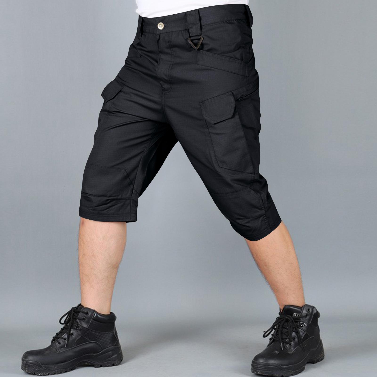 Men s Cargo Shorts Loose Fit Casual Hiking Shorts Outdoor Fishing Shorts With Multi Pockets XXL чёрный