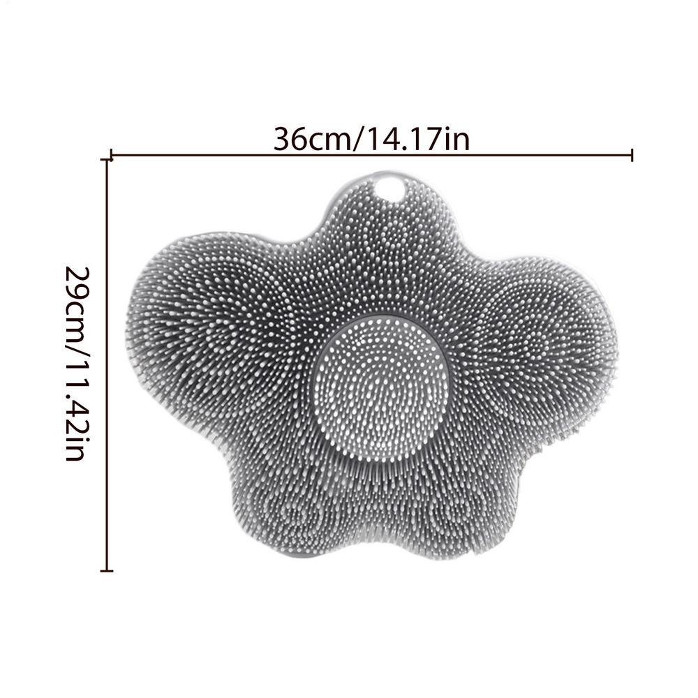 

Shower Foot Scrubber Mat Silicone Mat With Non-Slip Suction Cups Back Scrubber For Shower For Cleaning Wash Floor Wall Bathroom сірий колір
