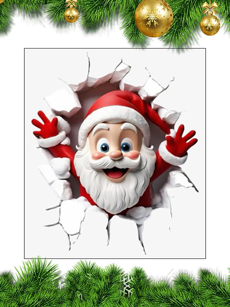 Christmas Wall Stickers Wall-Breaking Self-Adhesive Santa Claus Decor Santa Claus Wall Decal For Daily Indoor Home Room