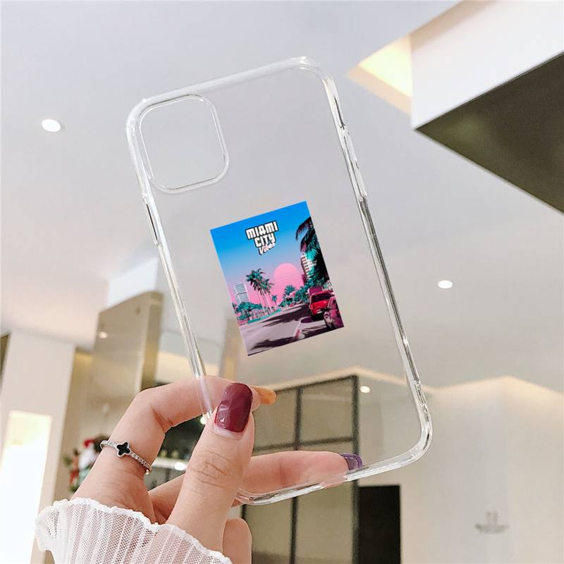 

Чохол для телефону Gta vice city для iPhone 11 12 Mini 13 14 15 Pro XS Max X Plus SE XR Transparent Shell iPhone11