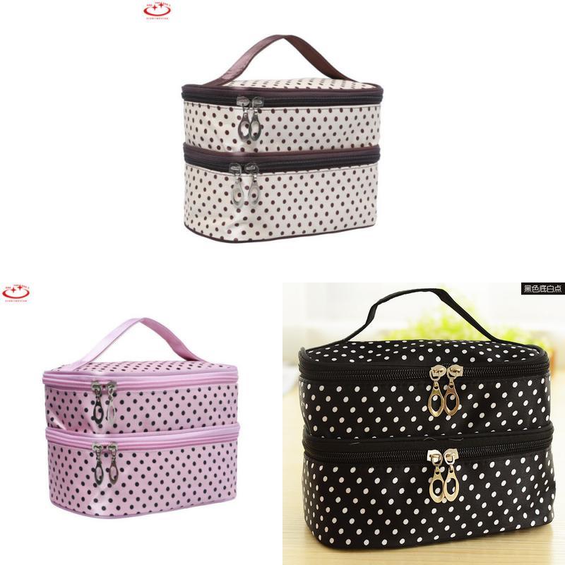 Makeup Bag Portable Travel Organizer With Double Zipper For Women Daily Use
