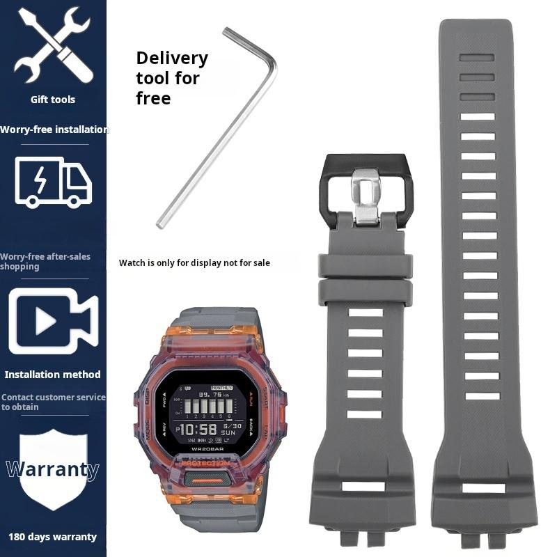 For Casio Small Square Gbd-200sm Gbd-200 Cat Silicone Watch Strap Men Sports outdoors Watchband Black Gray Rubber accessories