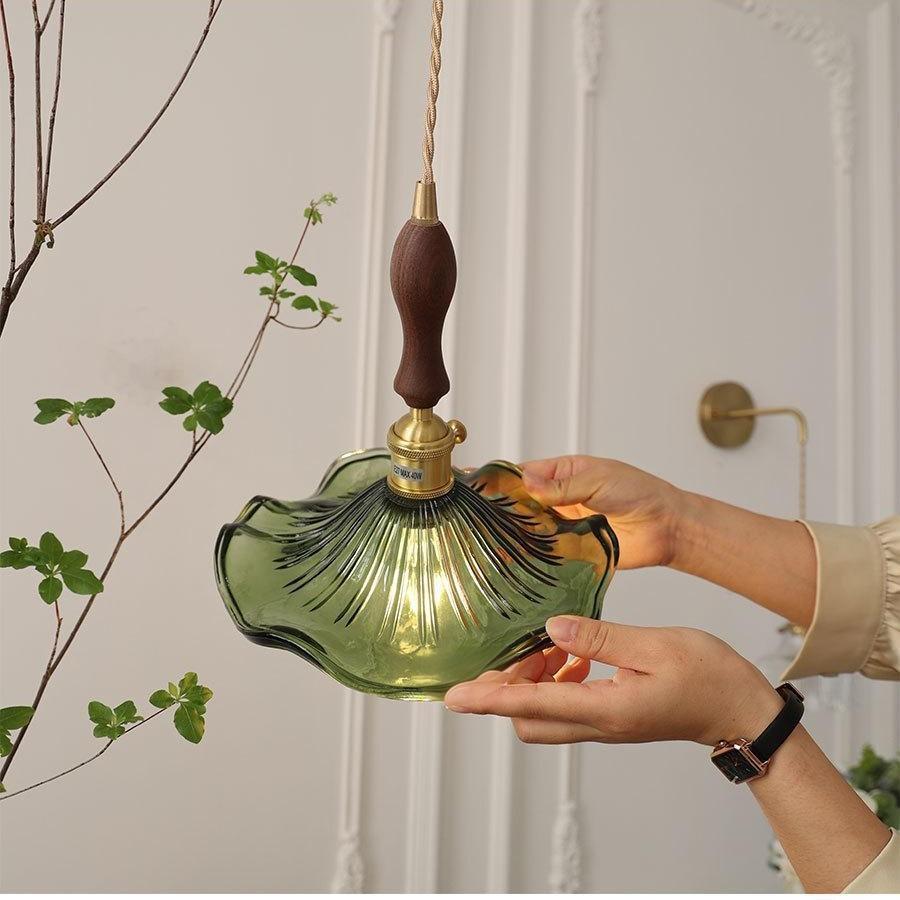 Retro Green Lotus Leaf Ceiling Light - Nordic Minimalist Design for Restaurants, Entrances, Balconies, Bars, and Aisles