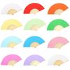 Solid Color Bamboo Folding Fan for DIY Crafts - Children's Kindergarten Material, Customizable with Logo or Text