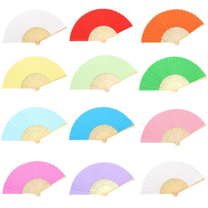 Solid Color Bamboo Folding Fan for DIY Crafts - Children's Kindergarten Material, Customizable with Logo or Text