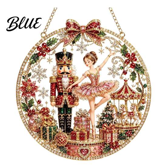 Reusable Christmas Decorations Hanging Diamond Art Ornament, 2D Acrylic Pearl Painting Window Pattern Suncatcher, Holiday Pendant for Wall Decor