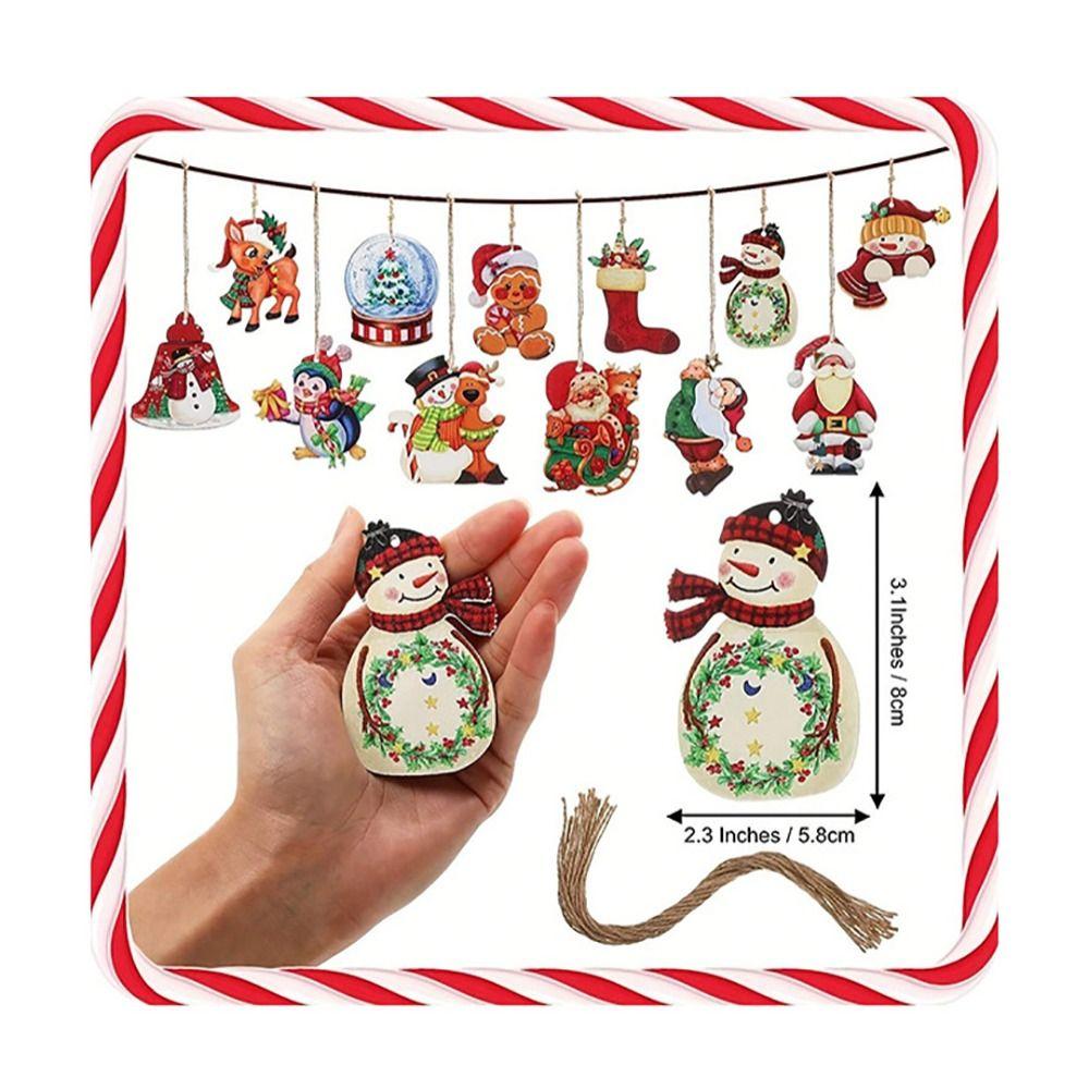 Wood Christmas Wooden Hanging Decorations Red Christmas Party Supplies Christmas Tree Decoration Home Decor Gift Xmas Pendant