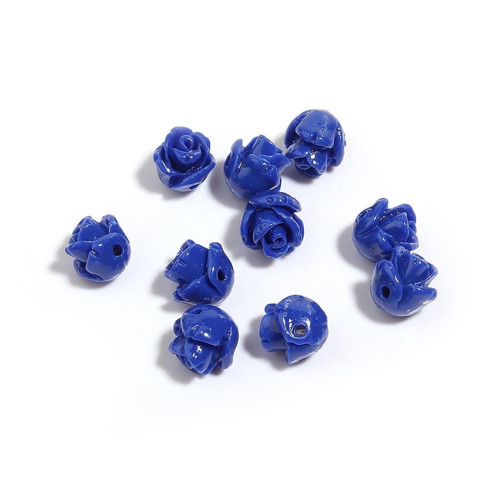 10Pcs/Lot Resin Beads 6 8 10 12 15mm Colorful Rose Shape Hole Size 1.5mm Beads For Charm Jewelry Making Diy Bracelet Necklace