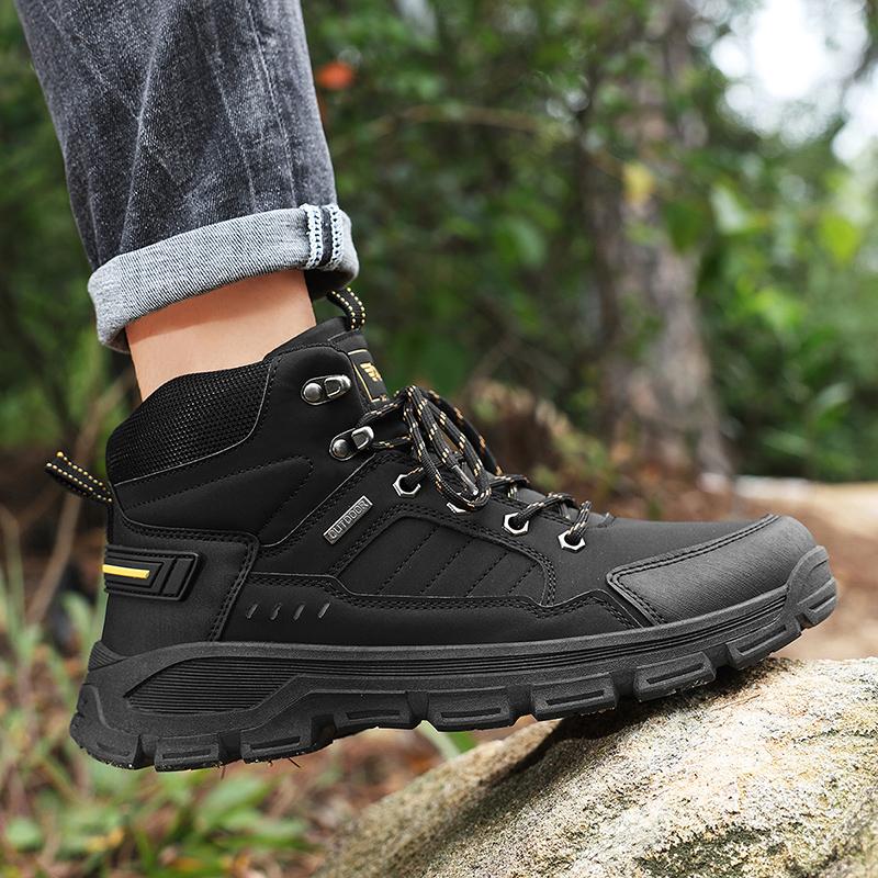 High-top Boots Men Outdoor Lace-up Anti-slip Wear-resistant Men Hiking Shoes Comfortable Breathable Casual Sports Shoes Men