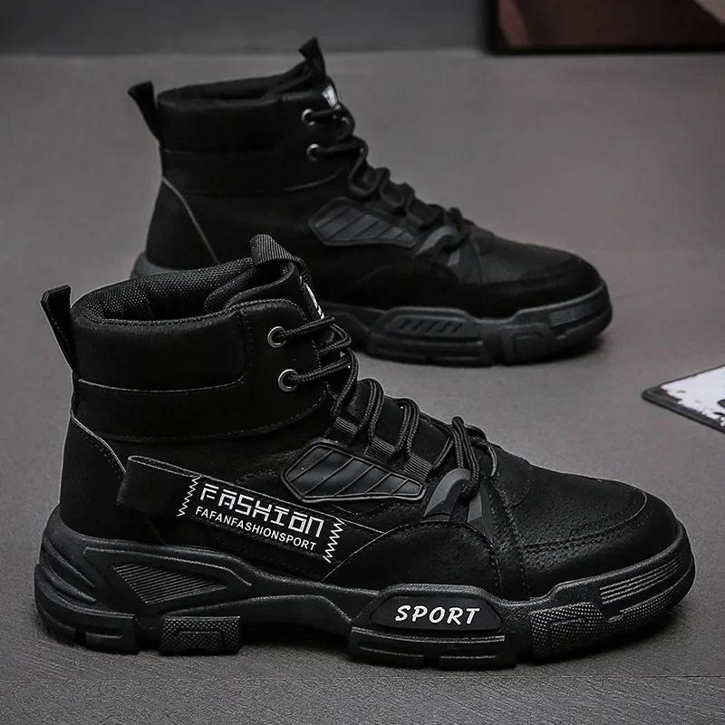 Fashion Men Boots Men Ankle Boots Autumn Outdoor Military Booties Winter Comfort High Top Shoes for Men Platform Work Boots Botas Hombre