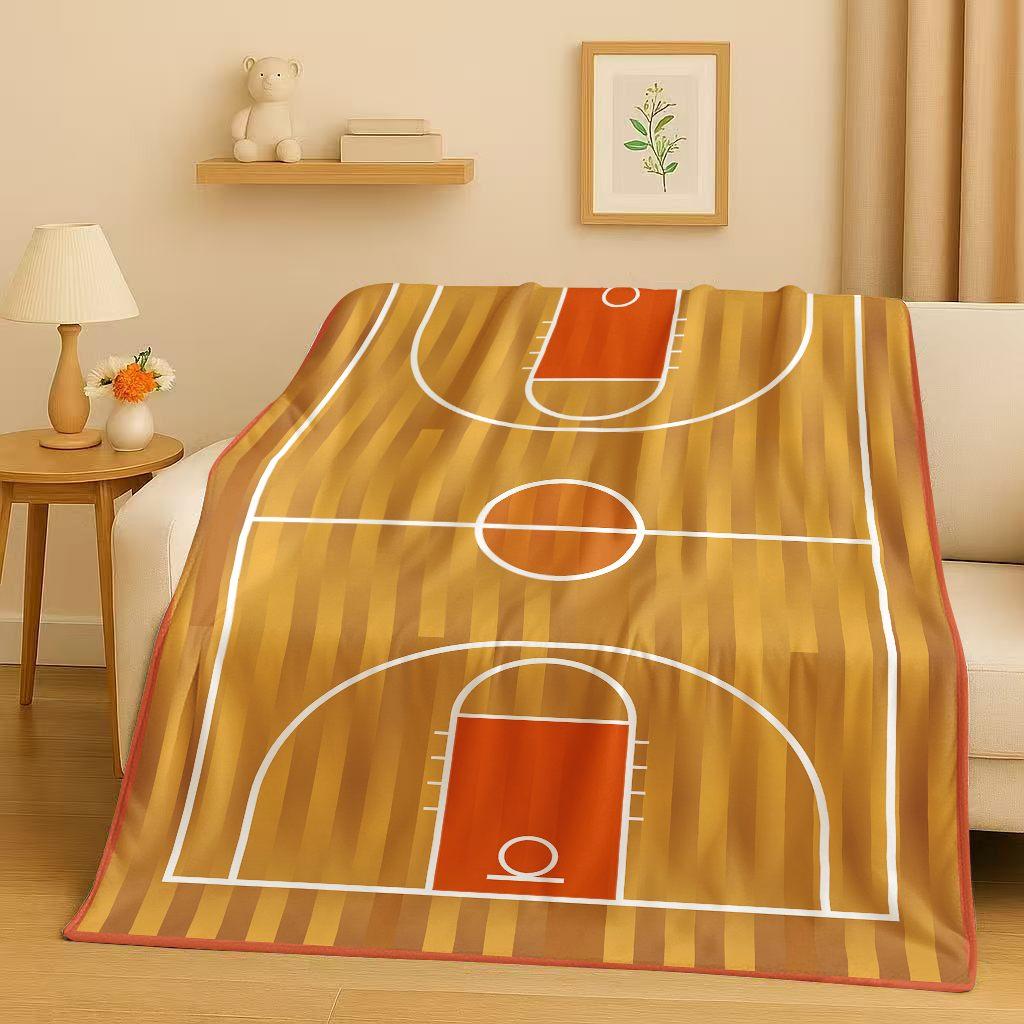 2026 New Basketball Court Art Flannel Blanket,Ultra Soft Warm Plush Throw for Home Bedroom Bed Sofa Cover Travel Camping Gift